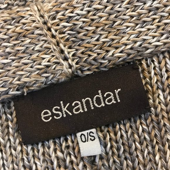 COPY - ESKANDAR 100% LINEN OPEN SWEATER CARDIGAN EARTHY - Picture 8 of 8